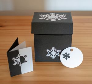 Schachtel mit Schneeflocken
